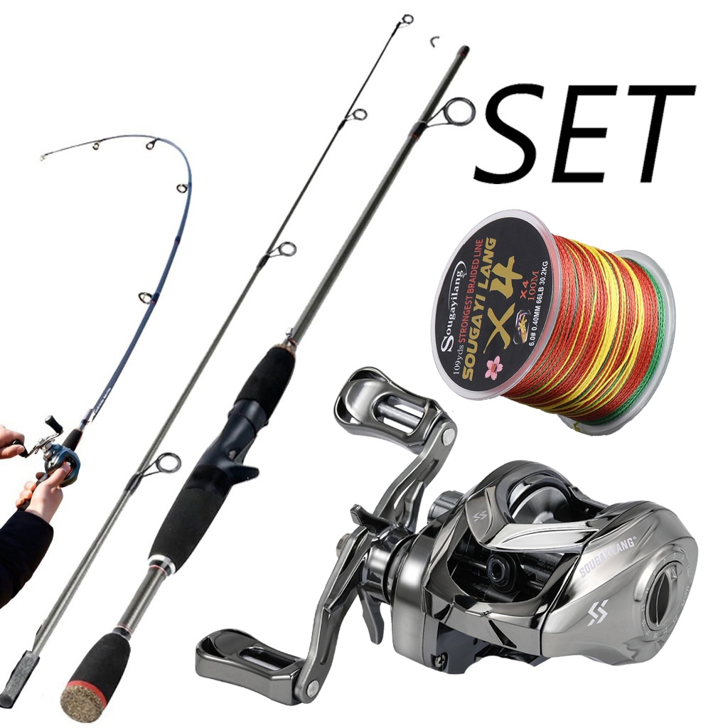 Sougayilang 1.8m Conjunto De Linha De Carretel De Vara De Pesca De Carbono 6 Pés 18 + 1BB Relação De Engrenagem 7.2 : 1