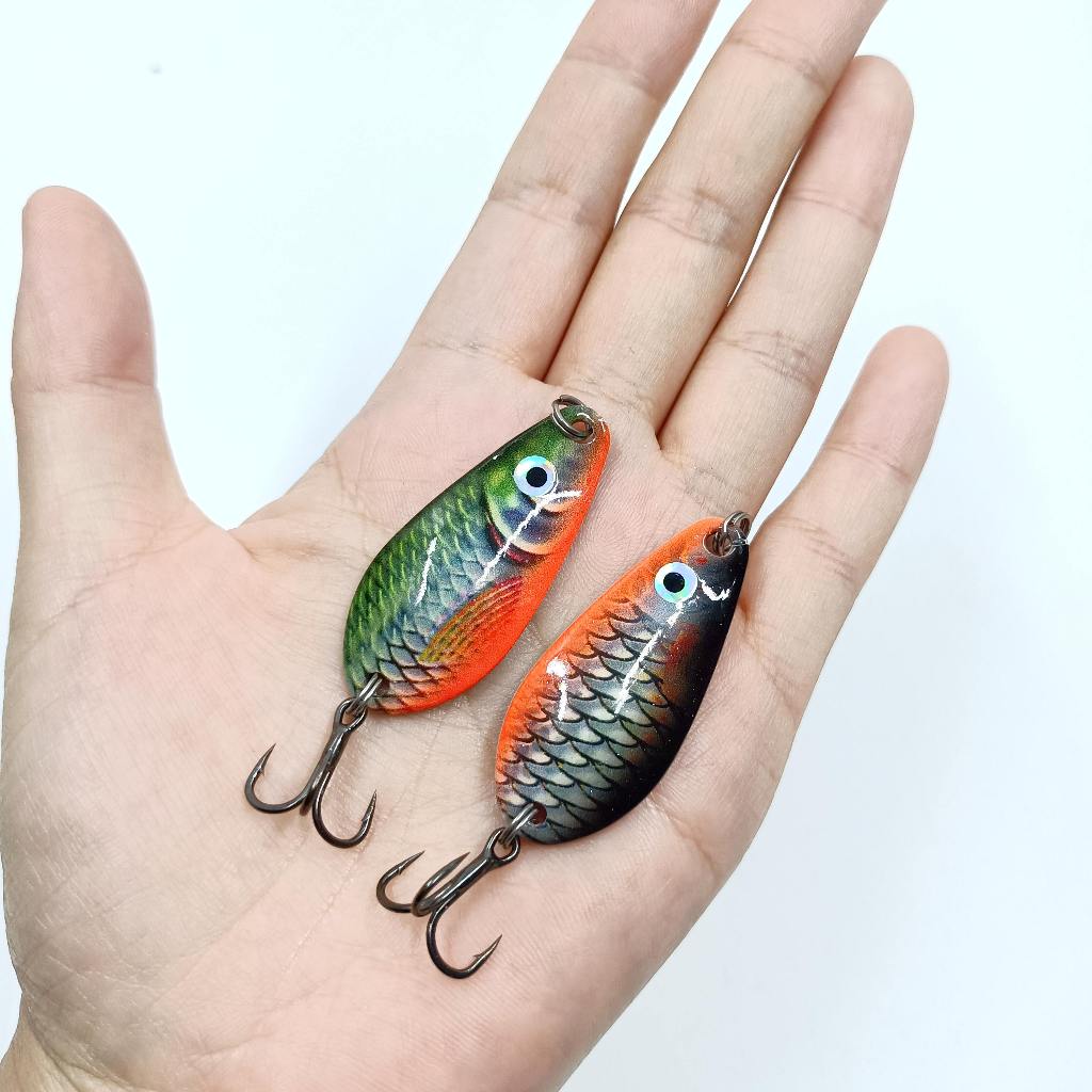 DUODUOYU 1 Pçs Colher De Truta Isca De Pesca 10g/45mm Impressão 3D Artificial Vib Metal JIG Para Poleiro Pique