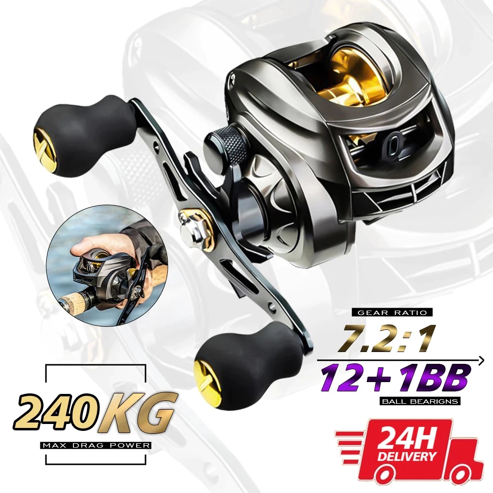 Carretilha De Pesca 240Kg Com Marine Sports Pitching 7.2 : 1 Alta 10kg Max Molinete De Pesca Molinete Pesca Mulinete~