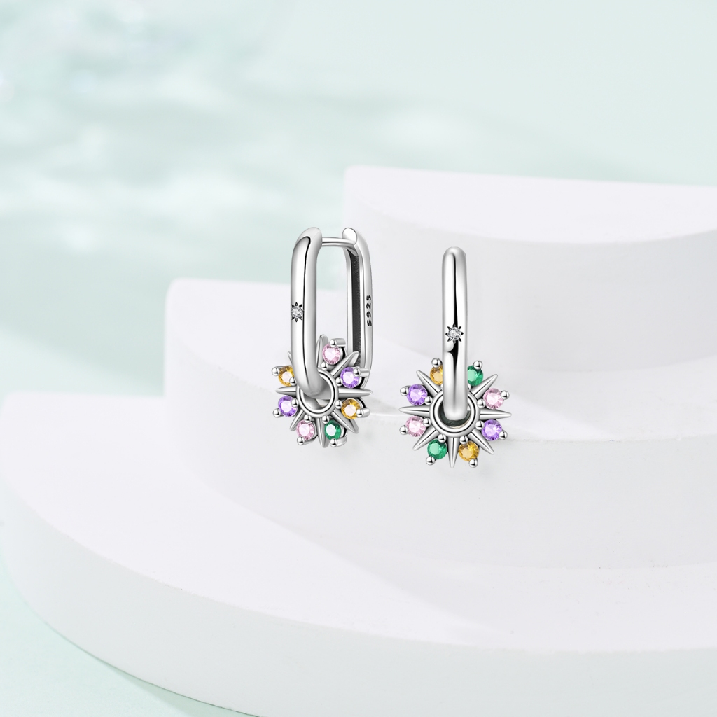 Joias originais 925 prata sol brincos senhoras moda DIY jóias presente de aniversário — imagem 2 de 2