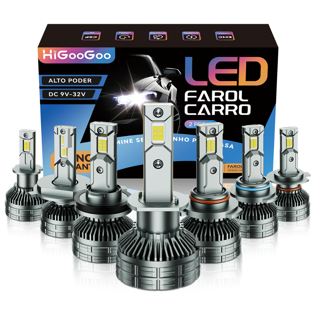HiGooGoo G70 40000LM Par Farol Carro Led Lâmpada Super Ultra 2 anos de garantia 200W 6500K H1 H3 H4 H7 H11 H27 9005 9006