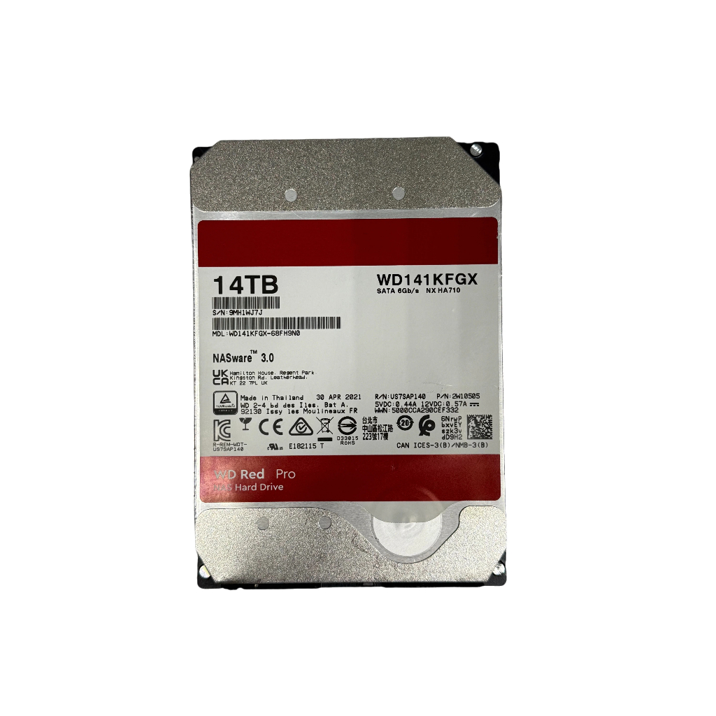 Disco Rígido Interno WD Vermelho 14TB HDD Nas Usado , 3.5 " 7200RPM SATAIII 14T Para Gravador WD140EFGX