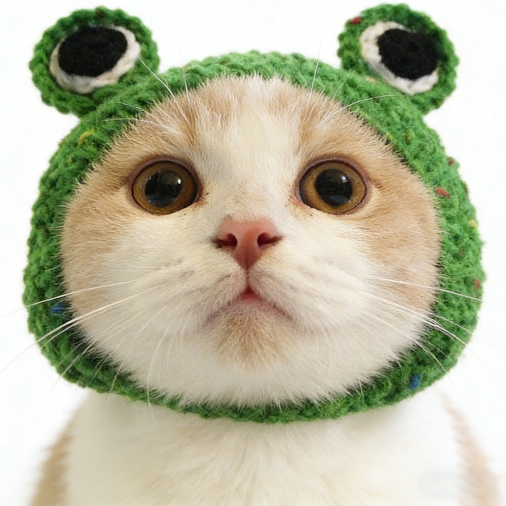 Lã Macia Sapo Pet Chapéu Artesanal De Malha Crochê Gato Cão Boné Bonito Engraçado Traje Festa Aniversário Dia Das Bruxas