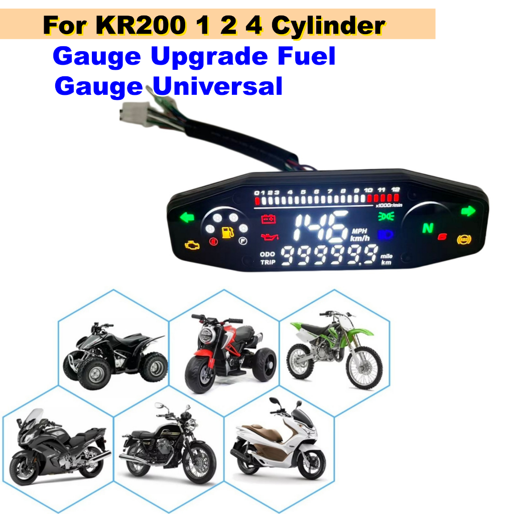 Para KR200 1 2 4 Cilindros Digital Odômetro Medidor Atualização De Combustível Universal Motocicleta Velocímetro
