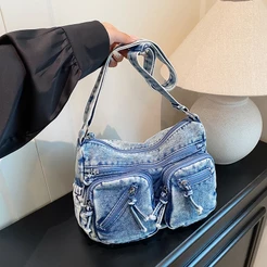 Nova Bolsa Transversal Feminino Médio Elegante Resistente Jeans