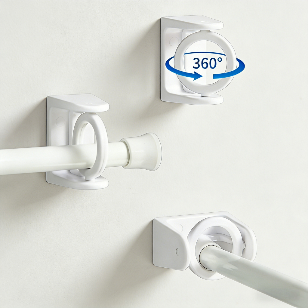2/4/6/8pcs 360 ° Fixadores De Poste Retráteis Giratórios-Ganchos Adesivos Sem Perfuração Para Hastes De Cortina-GTJ-0031