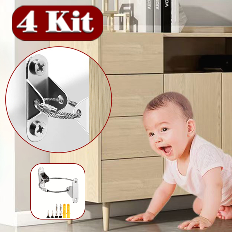 Fixador Anti-Tombamento Para Móveis De Gabinete/Âncoras De Parede Inclinação/Correias De Ponta Impermeabilização 1-4 Kit