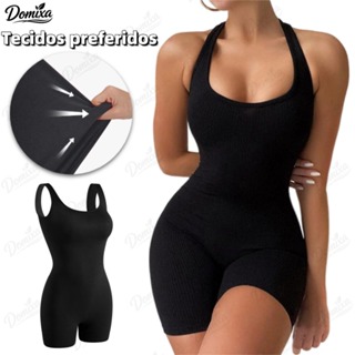 Macacão Canelada de Cintura Alta Macaquinho Poliamida Sem  Ajustado Roupa Feminina Estilosa-DO em Oferta na Shopee