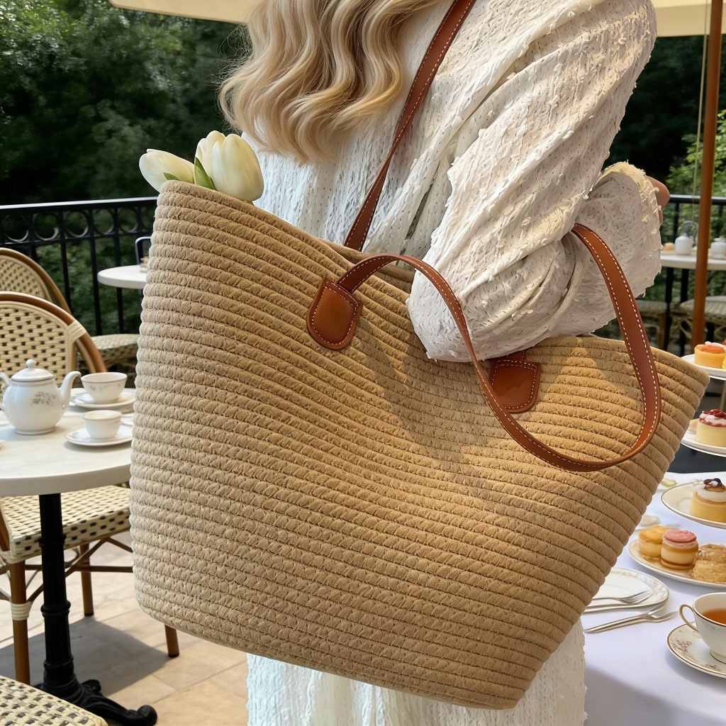 Bolsa de palha de grande capacidade para férias casuais praia portátil nova moda bolsa de ombro tecida