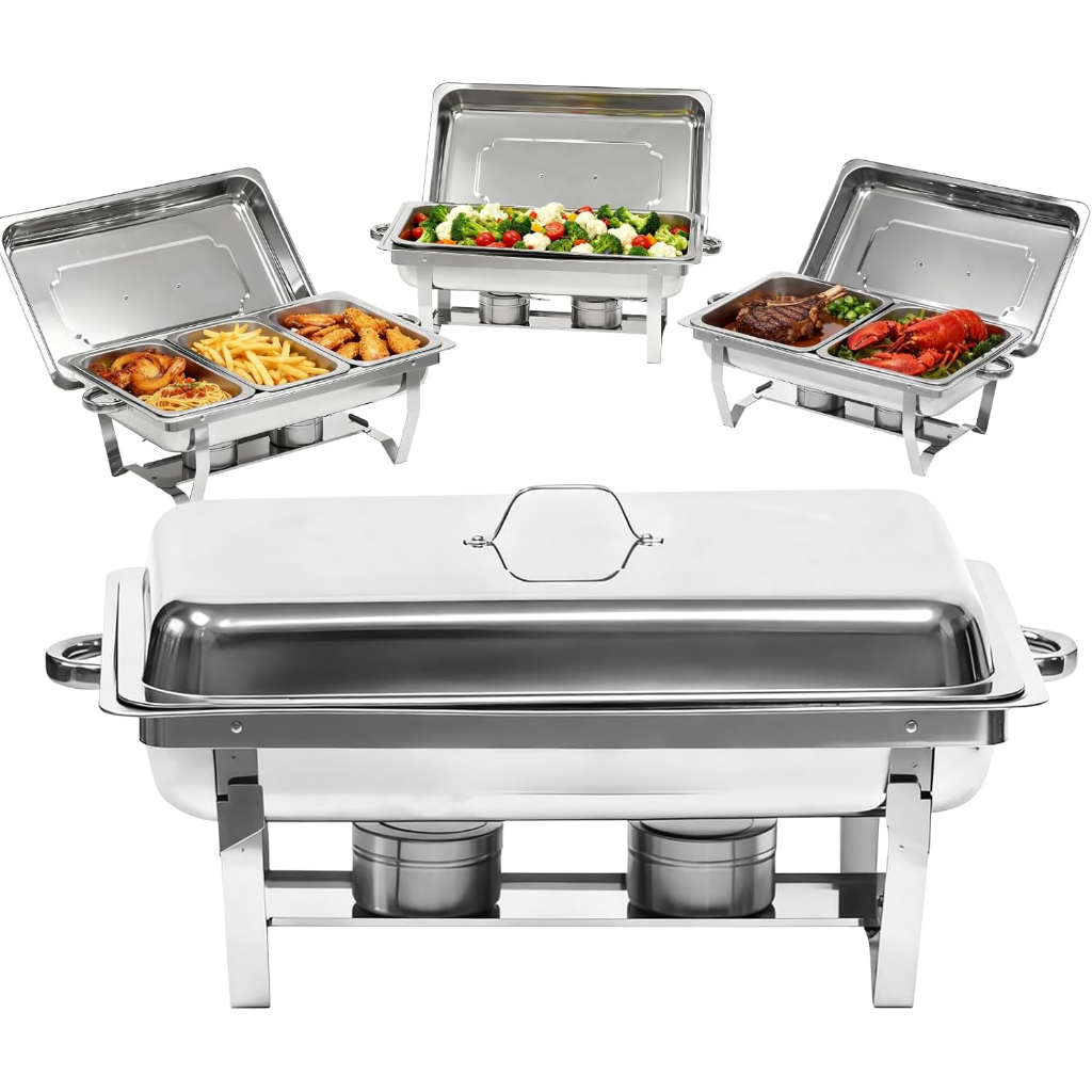 Rechaud Inox 12 Litros 1/3 Panelas Banho Maria 1，2 ou 3 Cubas Buffet em Oferta na Shopee