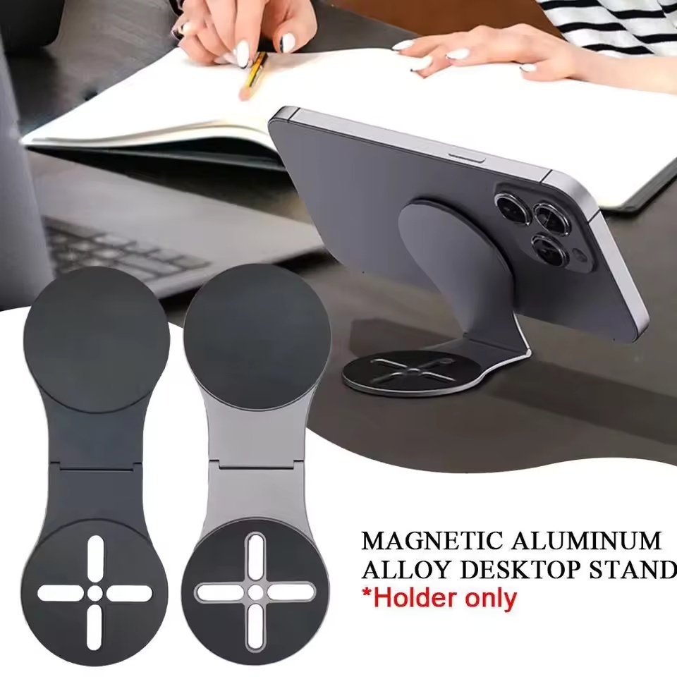 Suporte Dobrável Magnético Duplo Para Telefone , Carro , Laptop , Mesa , Tripé , Montagem Flutuante Compatível Com Magsa