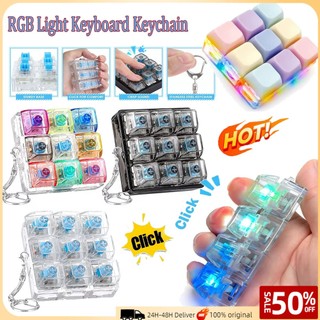Chaveiro De Teclado Mecânico RGB De 9 Teclas-Brinquedo Clicky Fidget Com Luzes LED , Dispositivo De Alívio De Estresse P