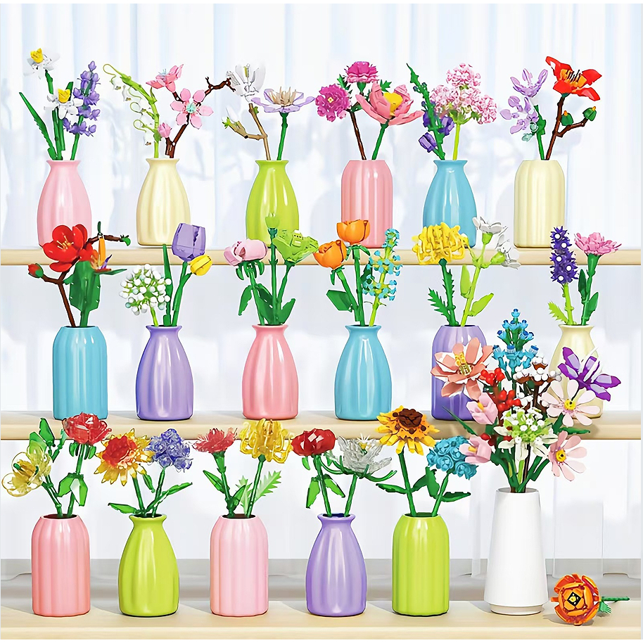 Bloco De Construção Série De Flores Brinquedos Presentes De festival Para Meninos E Meninas