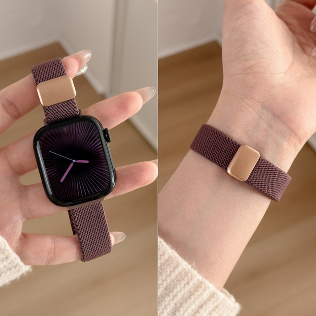 Fivela Magnética Pulseira De Elasticidade De Nylon Para Apple Watch band Feminin