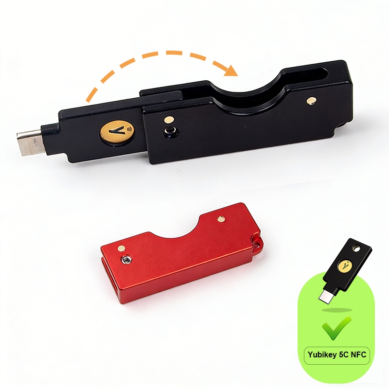 Suporte De Capa Dobrável CNC Yubikey Para 5 C NFC/Yubike 5 Flips/Yubico Chave De Segurança Protetora Liga De Alumínio