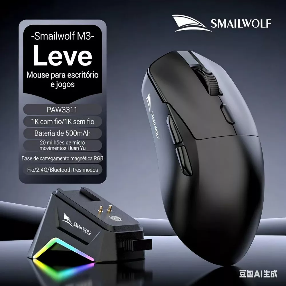 Mouse SMAILWOLF X11 1:1 Attack Shark X11 com Sensor PAW3311 para Jogos