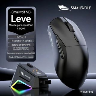 Mouse SMAILWOLF X11 1:1 Attack Shark X11 com Sensor PAW3311 para Jogos