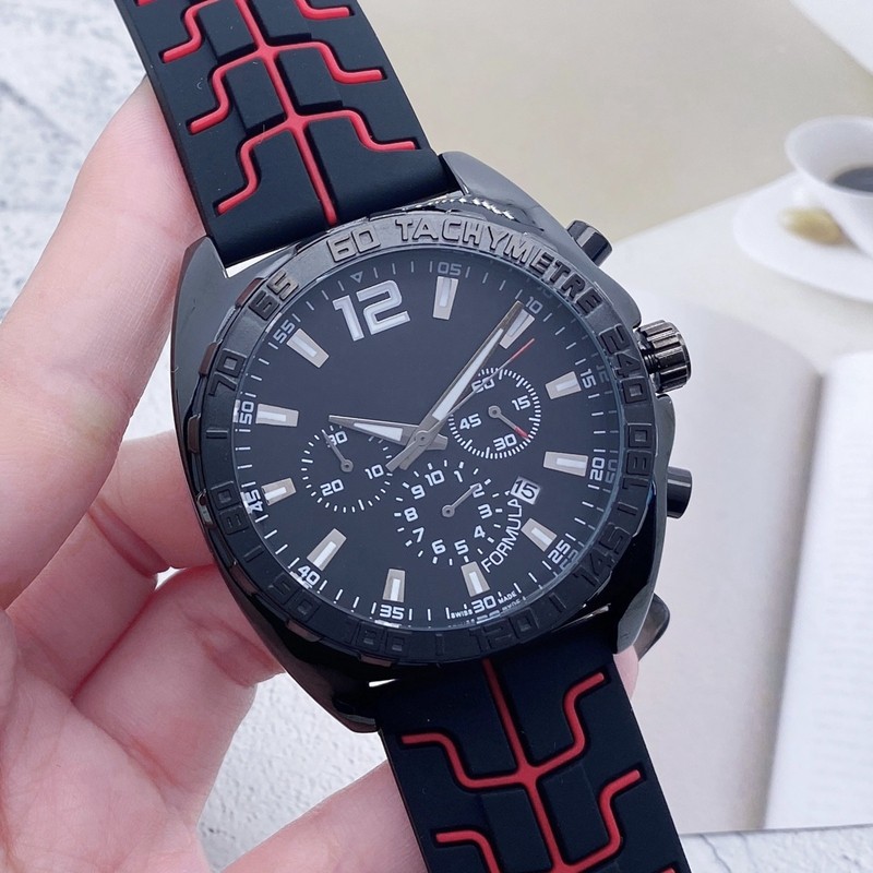 Relógio masculino relógio masculino elegante relógio de quartzo de seis mãos TAGS relógio Hugh clássico F1 relógio de pu