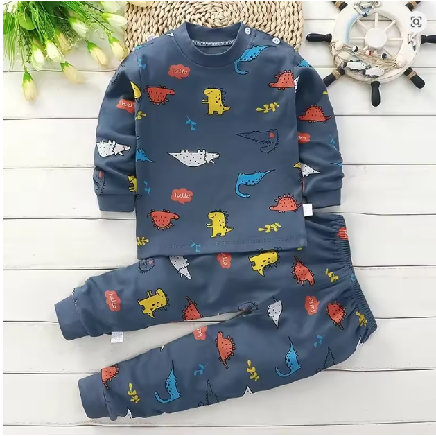 Tops + Calças Conjunto De 2 Peças Pijama Infantil Meninos Bebê Algodão Desenho Animado Roupa Íntima Para 0-6 Anos em Oferta na Shopee