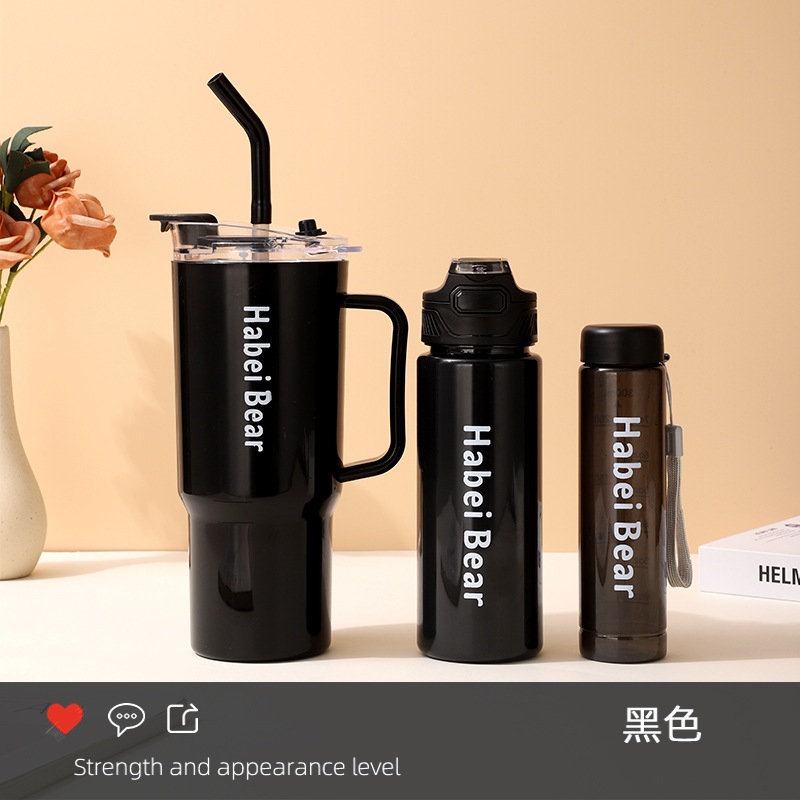 Kit 3 Garrafa Copo Tendência Agua Squeeze Com Adesivos Lembretes beber Agua