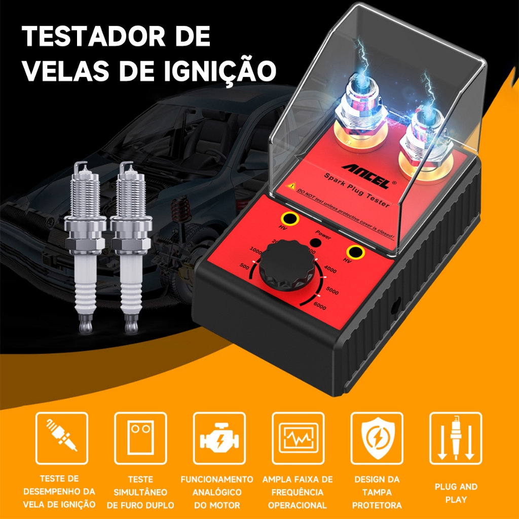 ANCEL SP02 Testador de Ignição de Velas com 2 Pontos Ajuste de Rotação Universal para Carros e Motos