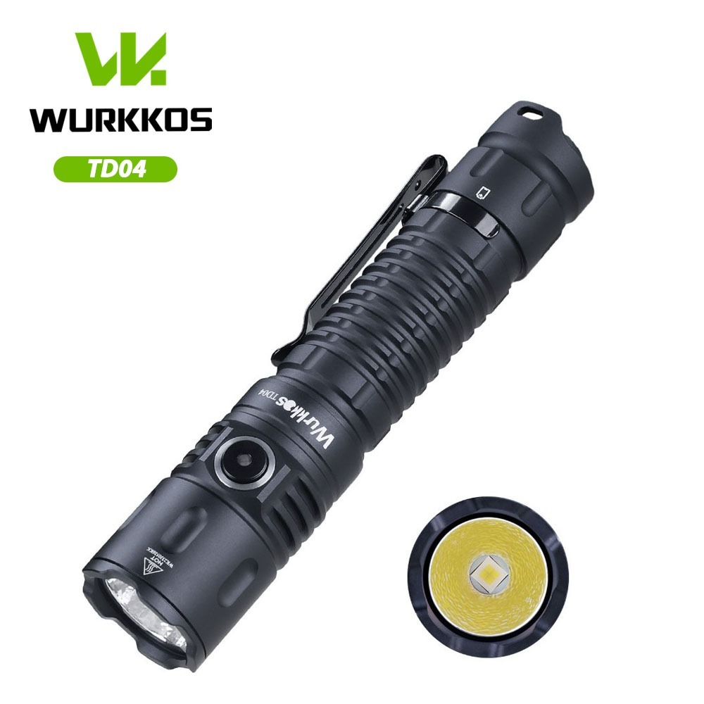 Wurkkos TD04 Lanterna Tática XHP50D HI Luzes LED Com Porta Recarregável USBC Perfuração De Fraldas 21700 Mastigação