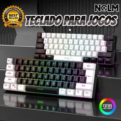 Teclado Gamer de membrana 61 Teclas RGB Compacto Com Fio USB-C Cabo Removível-Promoção