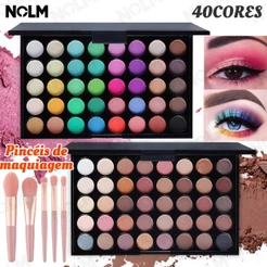 Paleta de Sombras 40 Cores Matte e Shimmer Alta Pigmentação Longa Duração Fácil de Esfumar Maquiagem Profissional