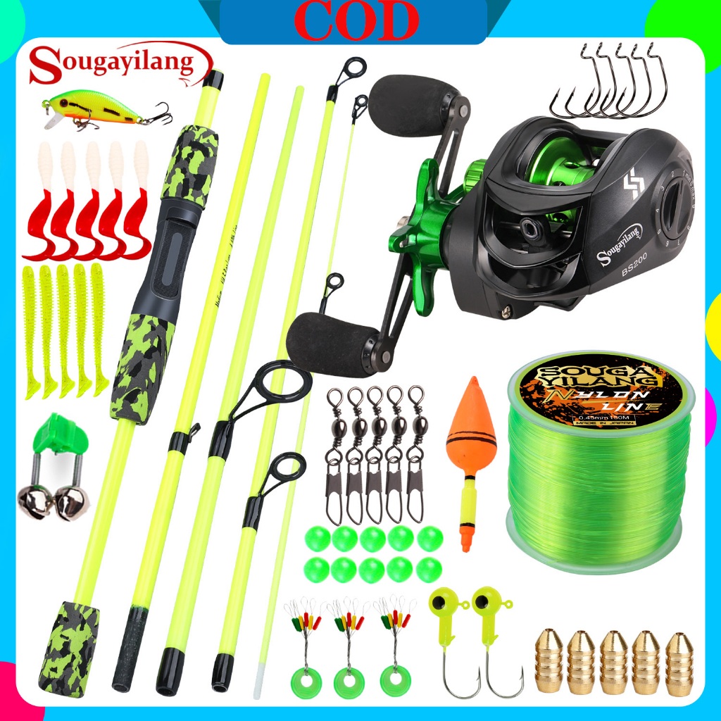 Sougayilang Vara De Pesca De Fundição De 5 Seções 1.7 M/5.5 Pés 4-10 Lb 7.2 : 1 Arraste Máximo 10KG Conjunto Para