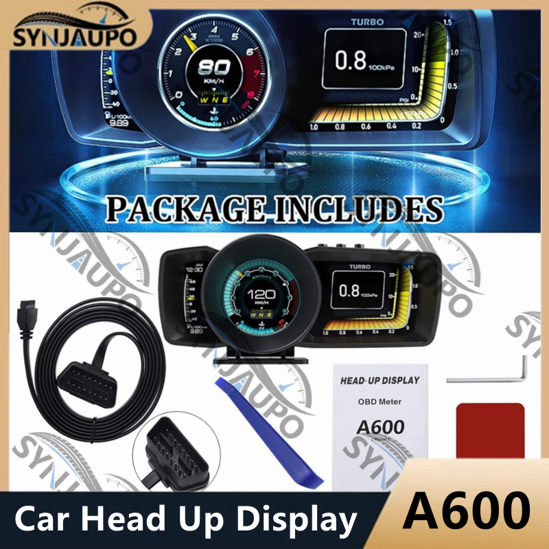 A600 Carro Head Up Display OBD2 GPS Tela Dupla HUD Painel Multi-Função Velocímetro Digital Sistema De Alarme De Medidor 
