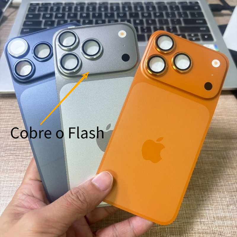 【Cobre o Flash】 Para iPhone 13/14/15/16 Pro Max Alterar para 17 Pro Max Película protetora traseira Protetor De Lente