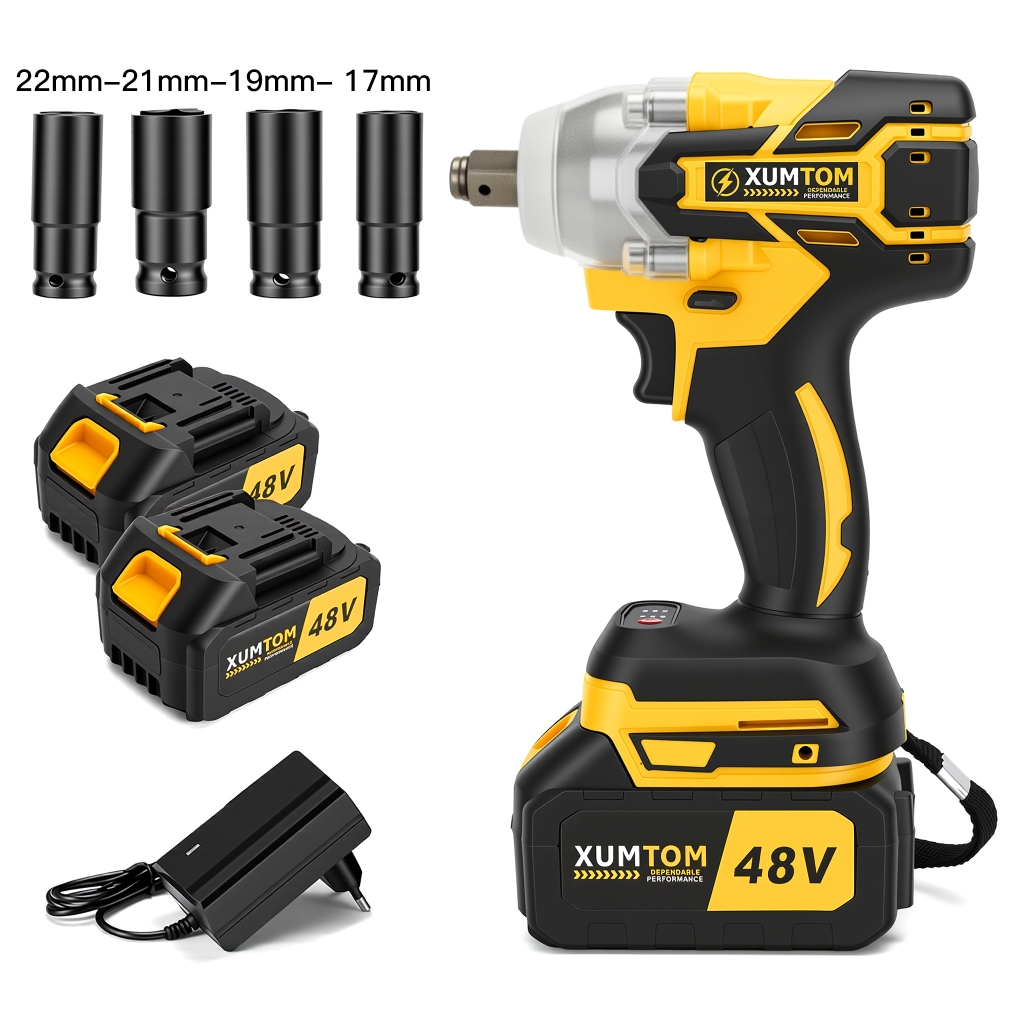Chave De lmpacto 48V Elétrica Profissional 450NM  Motor Sem Escovas Com 2 Baterias 48V Bivolt