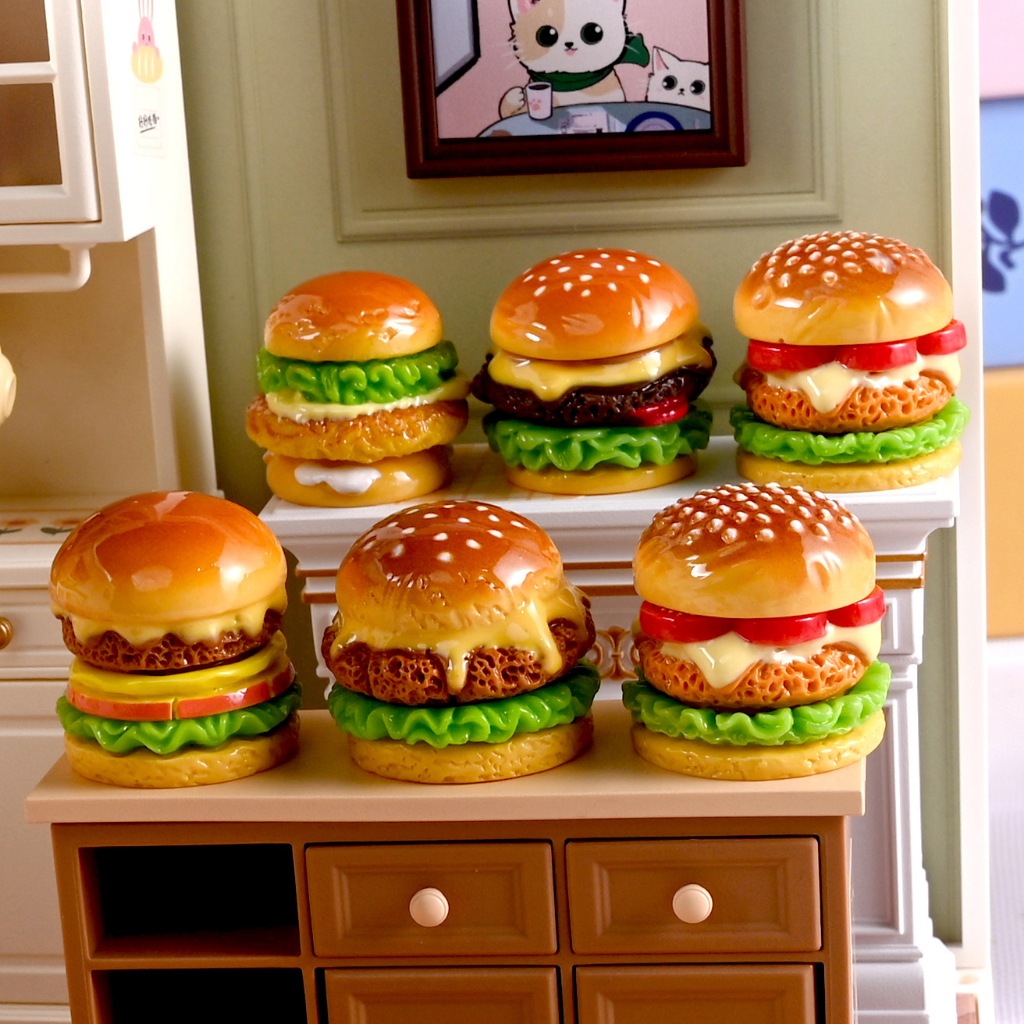 5 Pçs Conjunto Em Miniatura Hambúrguer Comida Brinquedo DIY Resina Casa De Bonecas Cozinha Presente Aniversário Das Cria