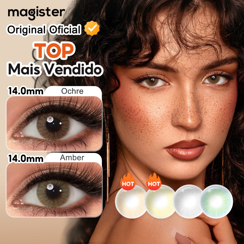 【100% Original】Magister lente de contato colorida com grau Naturais lentes Para Maquiagem Dos Olhos miopia 1 Par em Oferta na Shopee