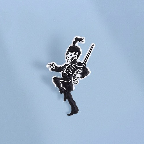 Gótico Marcha Esqueleto Soldado Esmalte Pino Preto Desfile Broche Lapela Emblemas Mochila Punk Acessórios Presentes Para