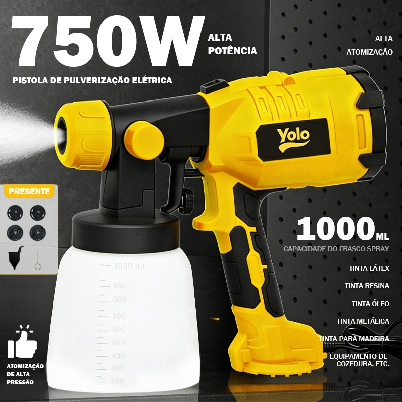 Paint 1000ML Yolo Pistola Pintura Pulverizador de Tinta 750W 110V/220V