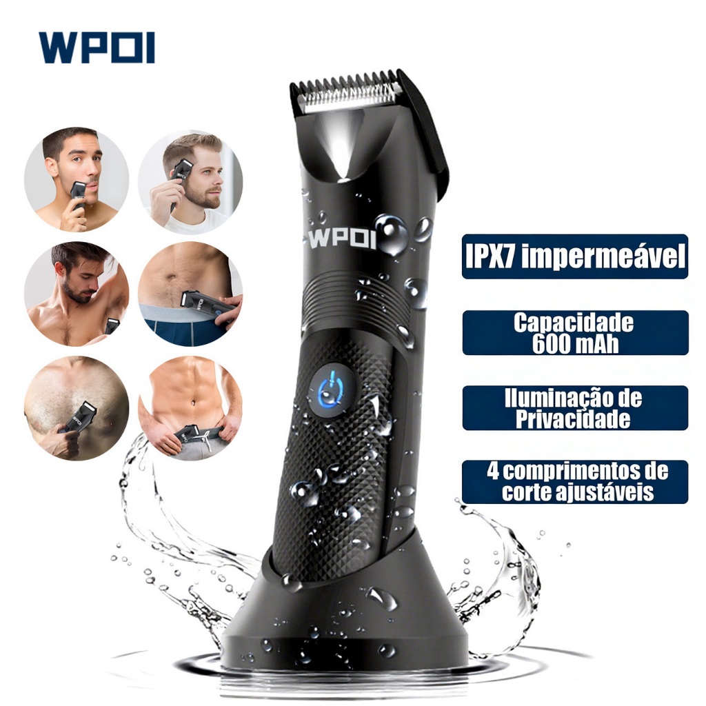 Barbeador Masculino Aparador De Pelos Corporal Sem Fio Elétrico À Prova D'água Recarregável