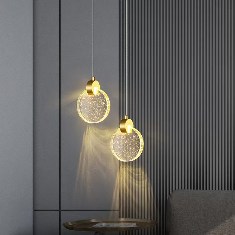 Lustre De Disco De Cristal Com Design De Bolha Dourada , Luzes LED , Escurecimento De Três Cores , 110-220V