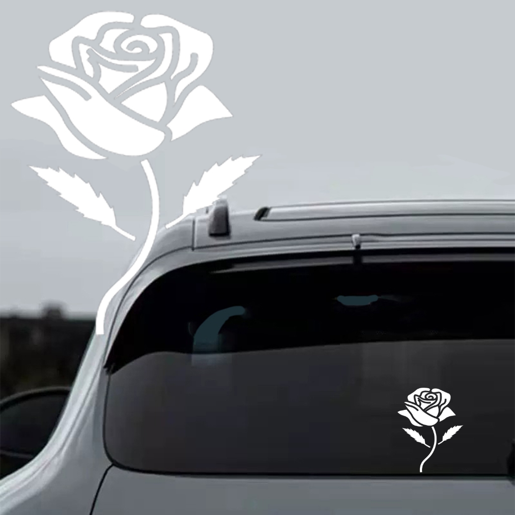 Lindo Adesivo Reflexivo De Carro Com Padrão De Planta Rosa