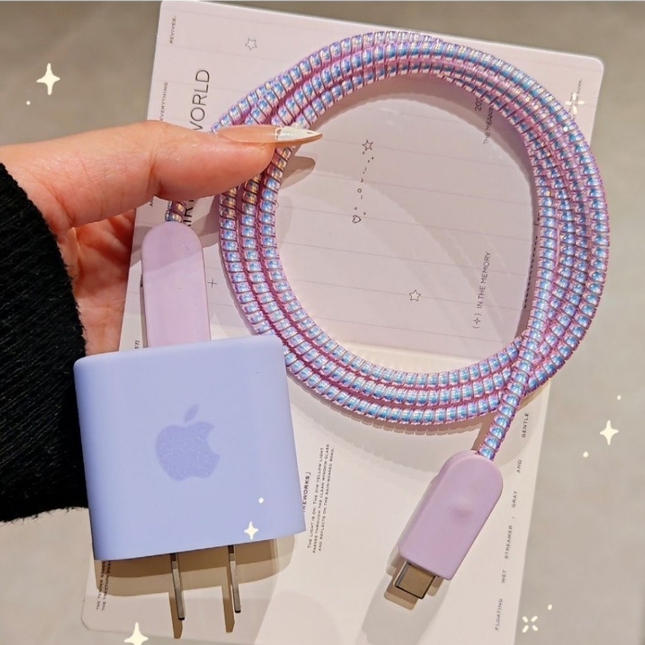 Capa protetora de silicone roxa para carregador Apple de 20 W, compatível com iPhone 14 resistente