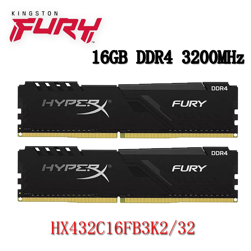 Kingston HyperX Fury DDR4 RAM 32 Gb Kit 2x 16 DDR4 3200 Mhz HX432C16FB3K2/32 PC DIMM Memória De Desktop