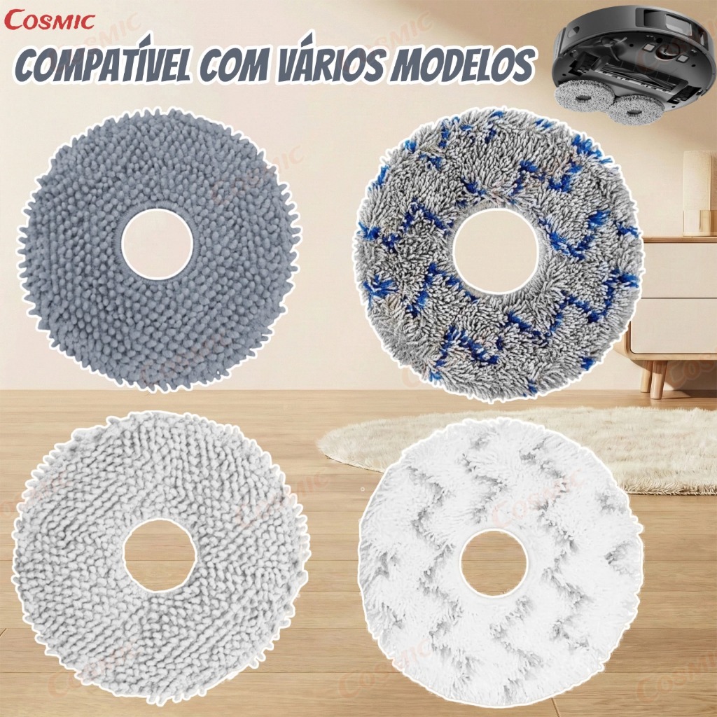Imagem Kit Panos Mop de Reposição para Robô Aspirador Xiaomi S10+ / S20+ / X10+ / X20+ / Pro Max - CO