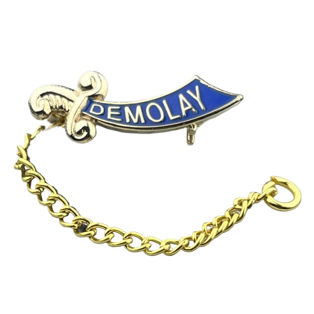 Alfinete De Lapela Demolay Com Corrente De 5 Cm De Comprimento