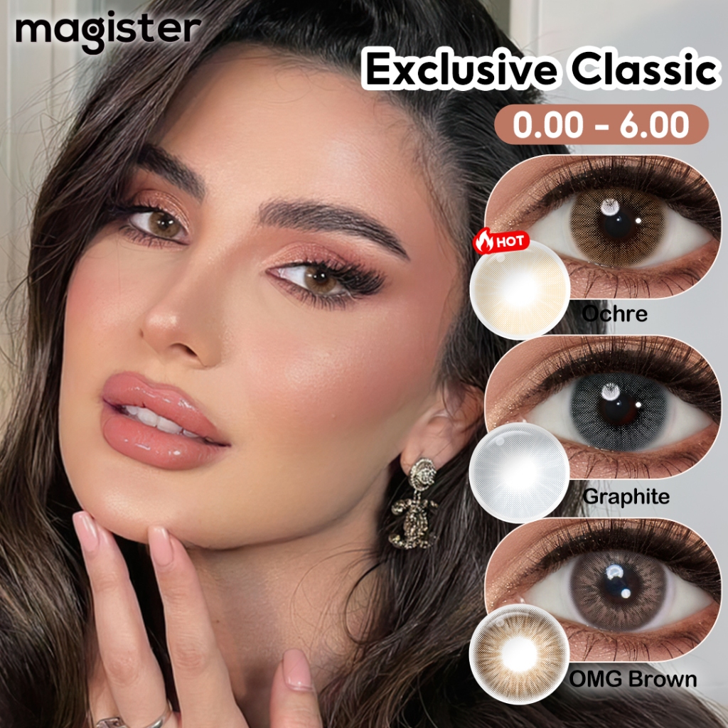 (0 ~-6.00) Lentes De Contato Coloridas De Miopia 2 Peças Diâmetro 14.0mm Marrom Natural/Ochre/Graphite Podem Ser Usadas