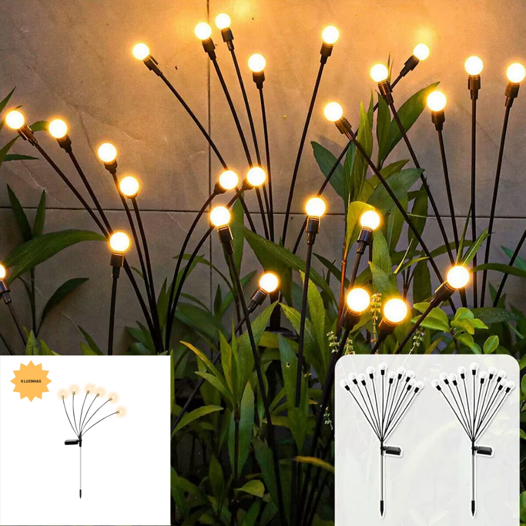 4 Luminaria De Jardim Em Forma De Vagalume Placa Solar Espeto Luz Led Decoração Natal Festa