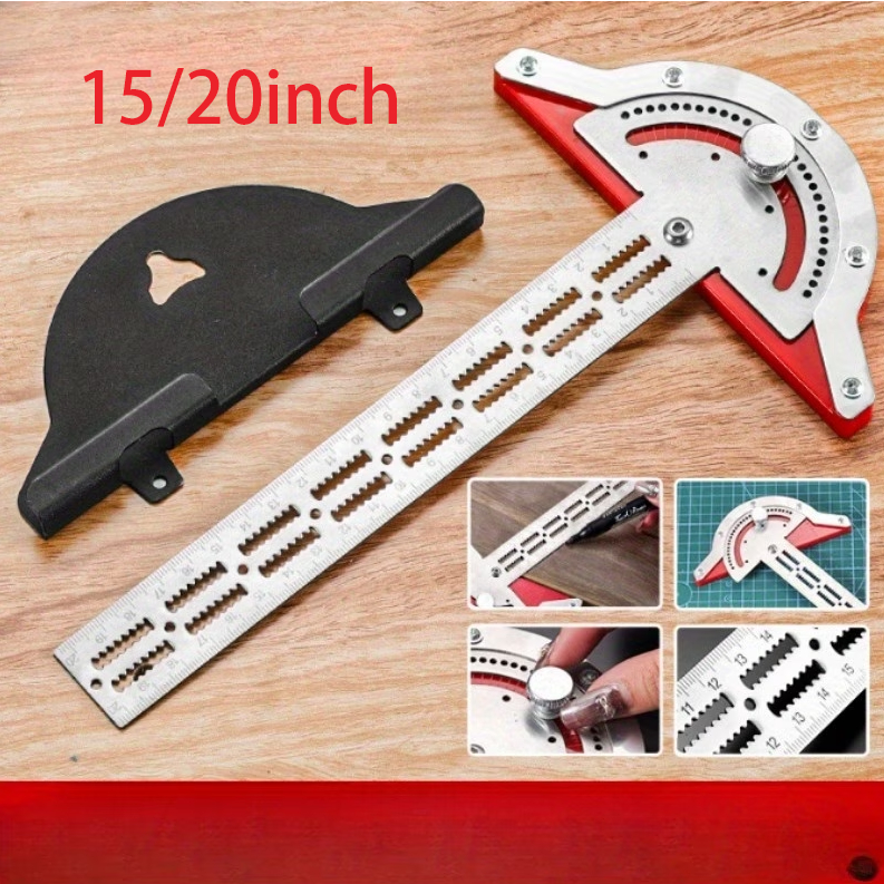 Esquadro Régua 15" ou 20" De Ângulo Aço Inoxidável Carpinteiro Serralheiro Marceneiro Transferidor Angular
