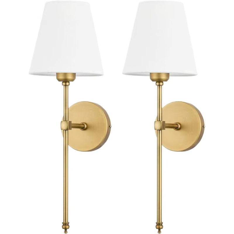 Kit 2 Luminária de parede em tecido com cúpula para iluminação de corredores e quartos para E27 lâmpada não inclusa