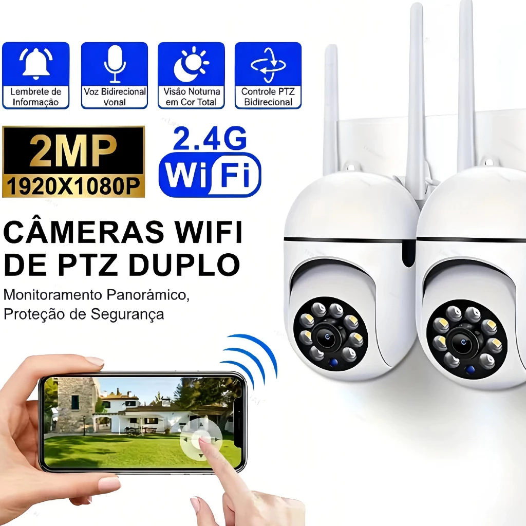 WiFi Sem Fio Full HD À Prova D'água 360 ° Câmera Infravermelha De Segurança Doméstica Com Visão Noturna E Aplicativo