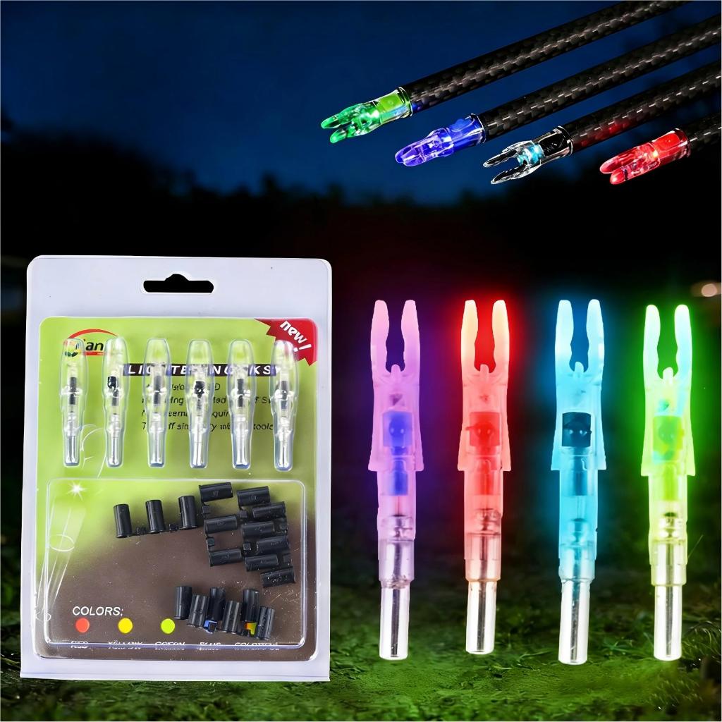 6 Pçs 5.2mm Seta Iluminada Nock Com Bucha Iluminação Automática LED Tiro Arco Nocks Para Recurvo Composto Acessórios De