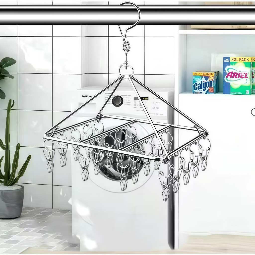 Varal 40 Prendedores Roupa Bebe Calcinha Cueca Dobrável Inox-YJ1